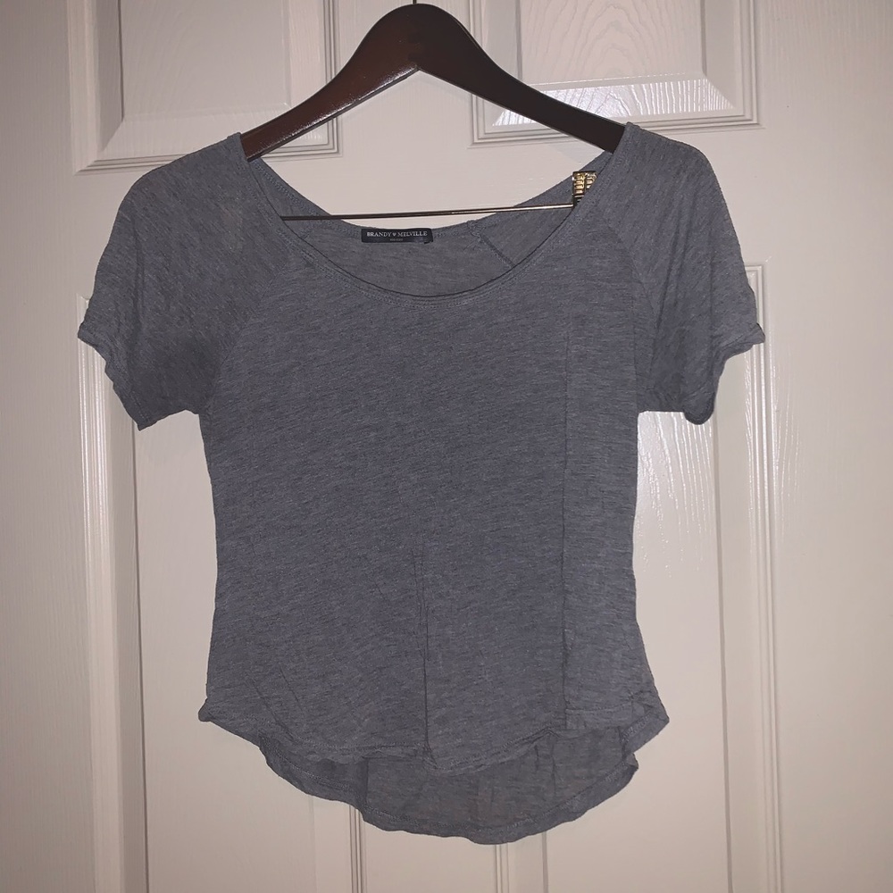 Brandy Melville Plain Gray Crop Tee